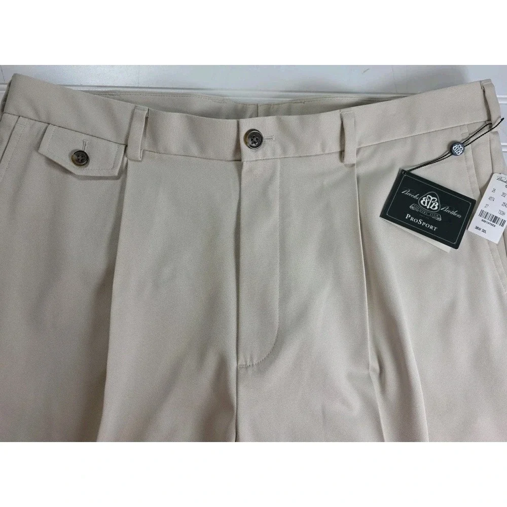 Brooks Brothers Country Club Pro Sport Golf Pants Tan Polyester Mens 38x32 NWT
